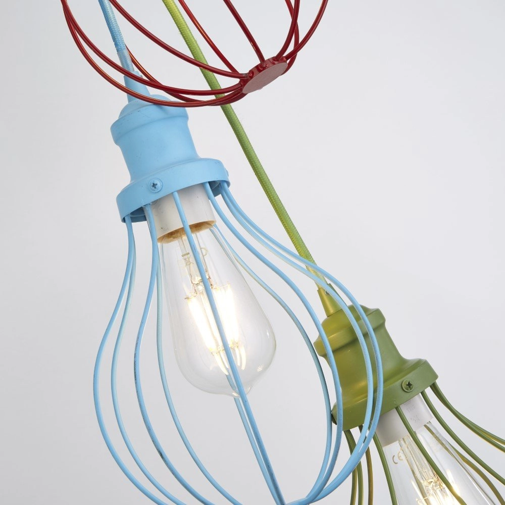 Children's room pendant lamp Kids 3-light colored Searchlight 5053423167558