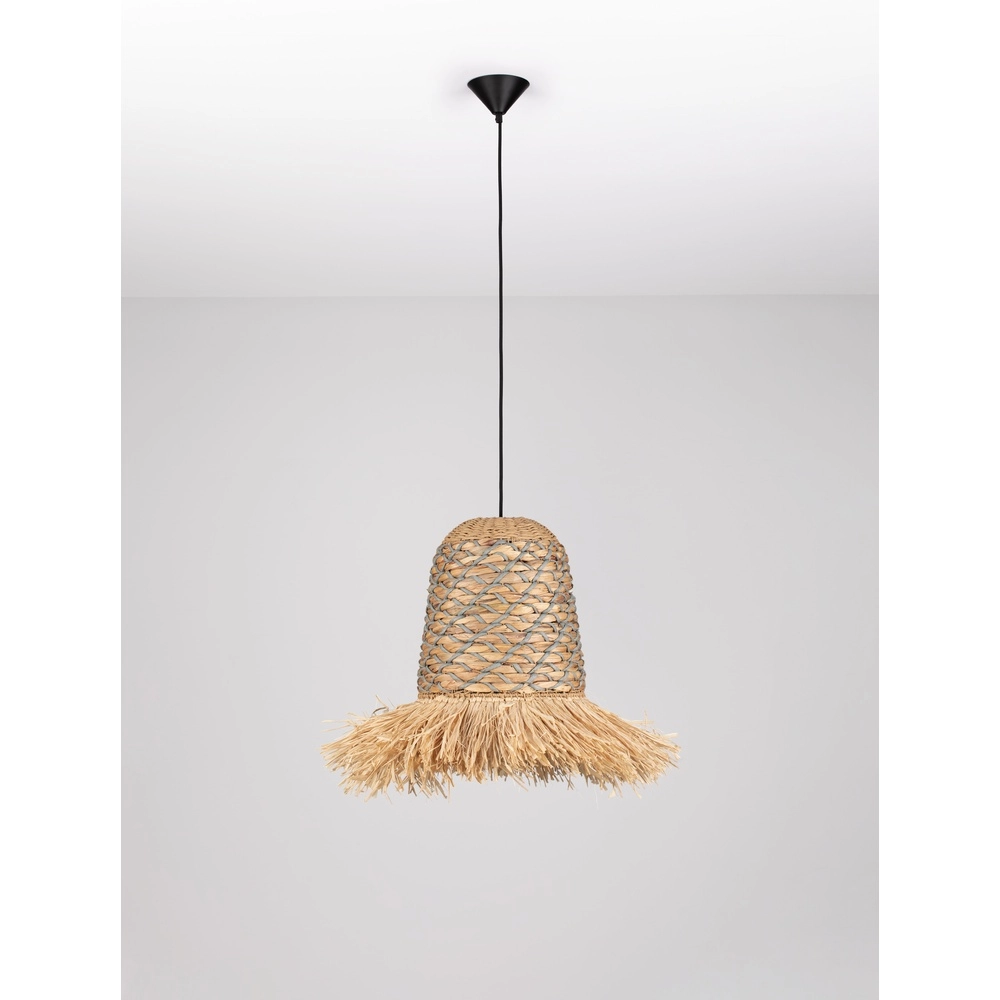 Straw lamp Sorello blue with brown