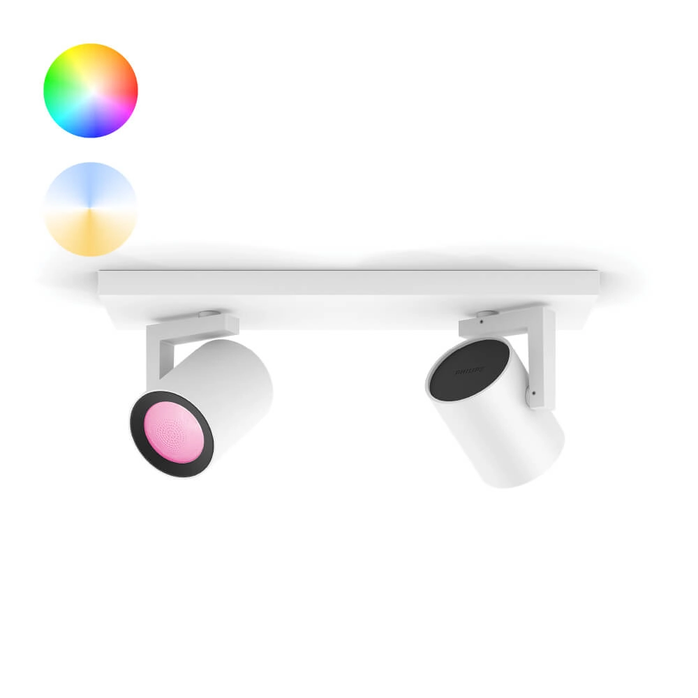 Surface-mounted spotlight Hue Argenta - White and color 2-light white