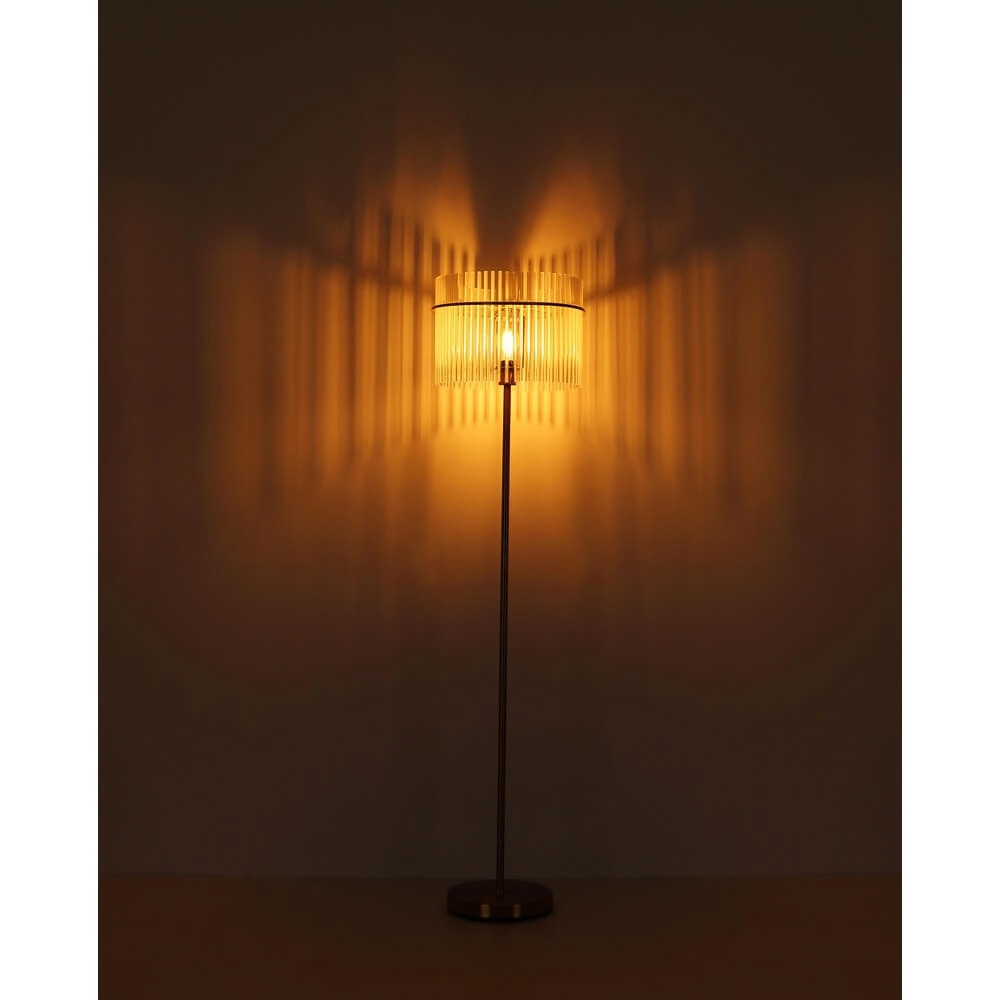 Golden floor lamp Gorley with glass Ø 38cm Globo 9007371446810