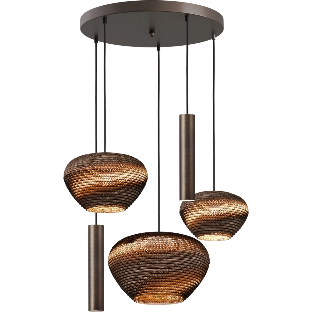 5-light pendant lamp Cartone with Think Paper hoods