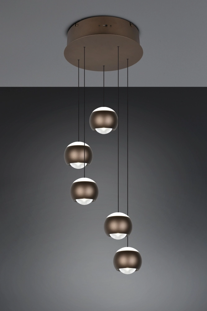 5-light vide pendant lamp Orbit Platinum Brown Trio 4017807686579