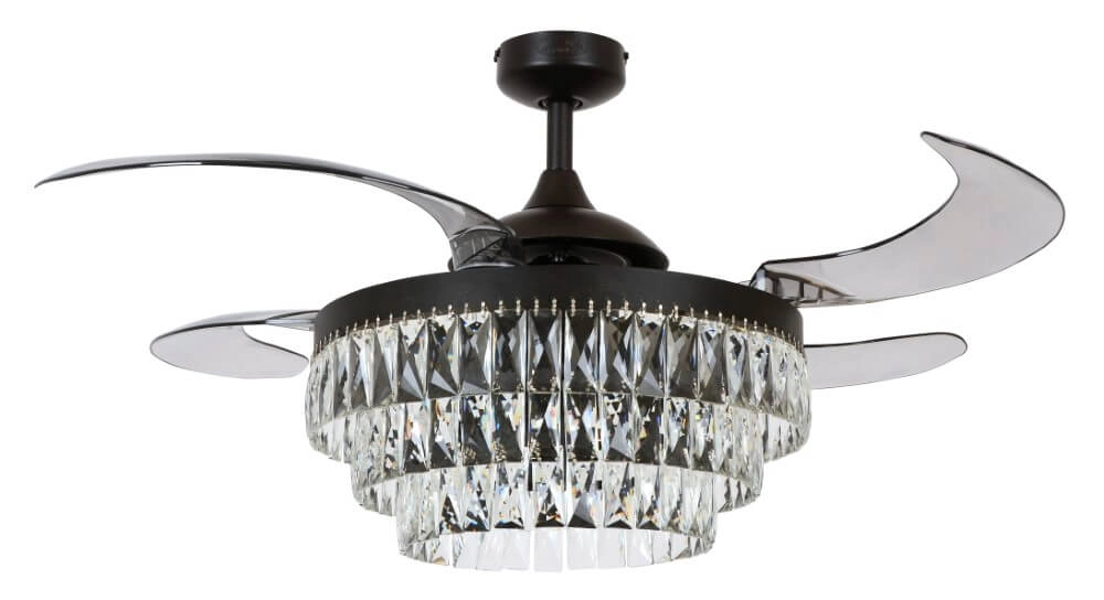 Black ceiling fan with crystal Fanway Veil Ø 122cm