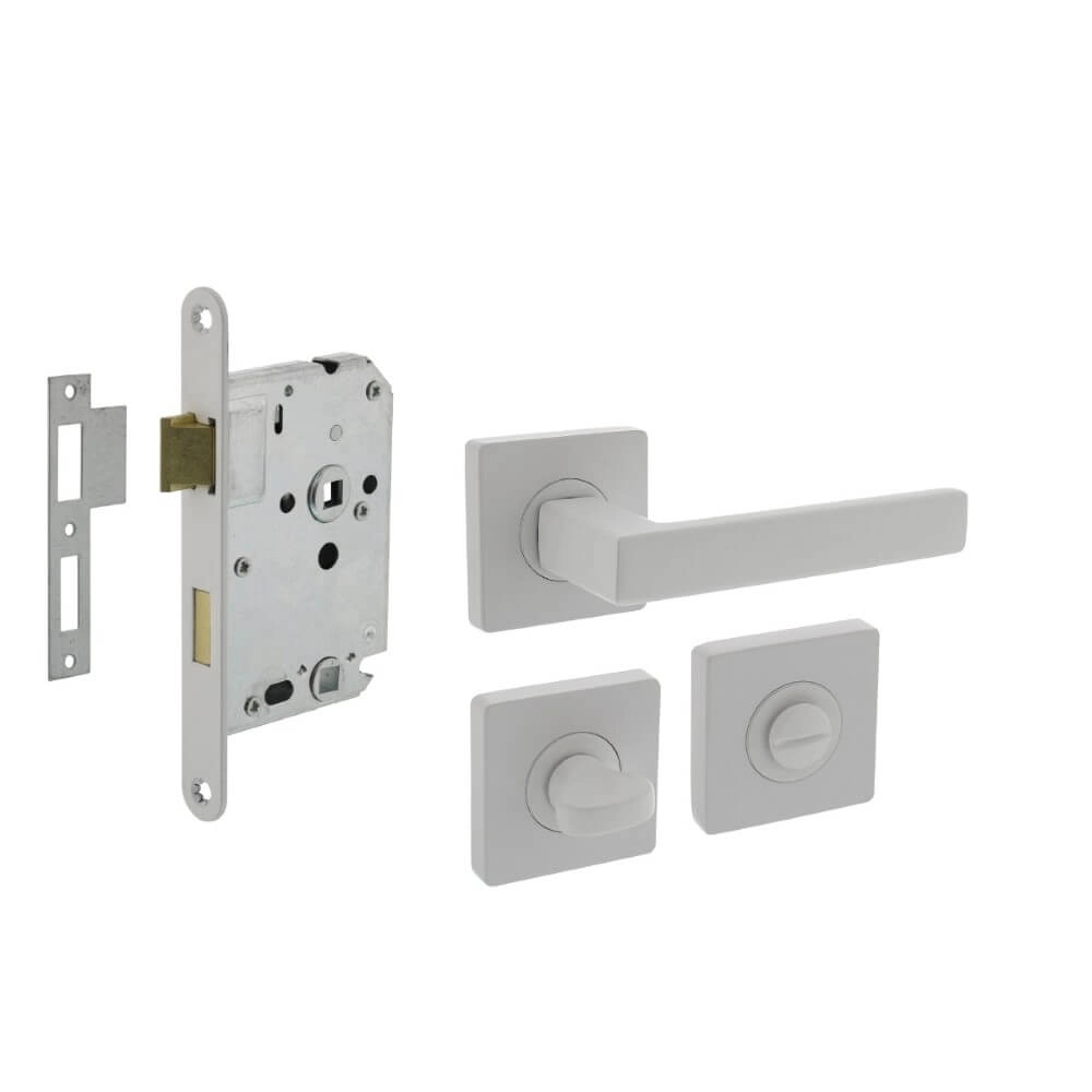 Complete door handle set Hera white toilet