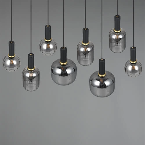 Dining room pendant lamp Diva 8-light - smoke glass Trio 4017807614589