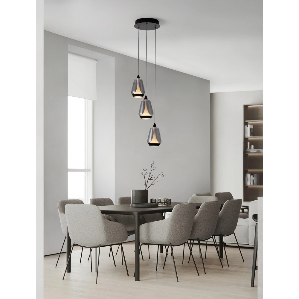 Design pendant lamp Alish 3-light smoke glass Lyora 5212017477705