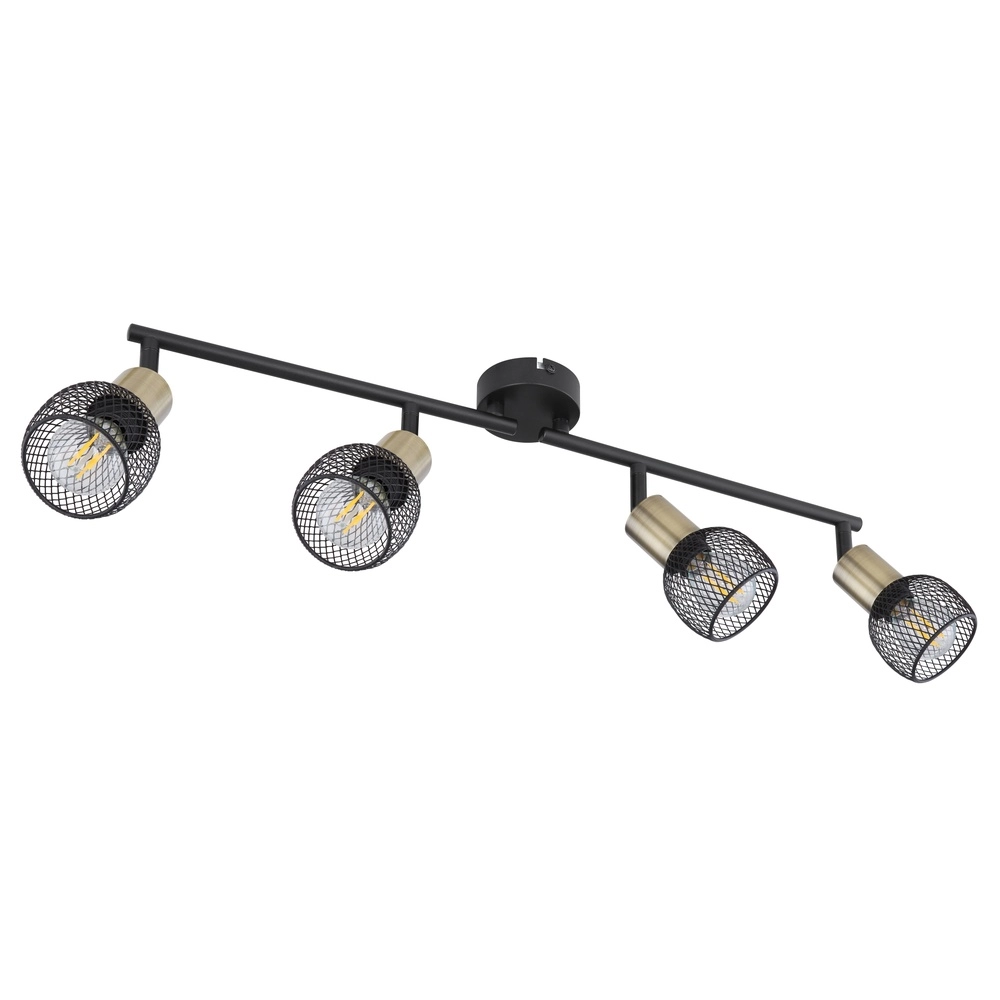 Ceiling lamp Fiastra 4-light black with mesh Globo 9007371418121