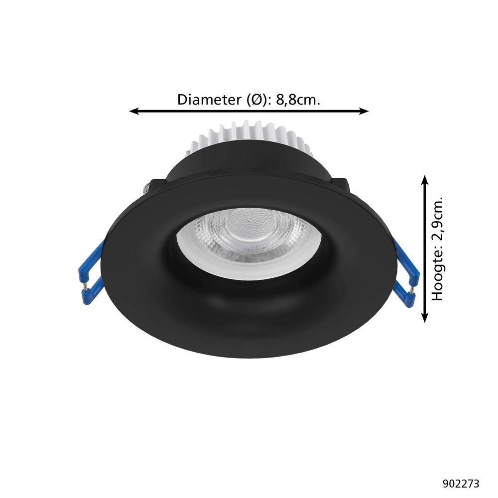 Recessed spotlight Salabate black Ø 8.8cm IP65 Eglo 9008606358861