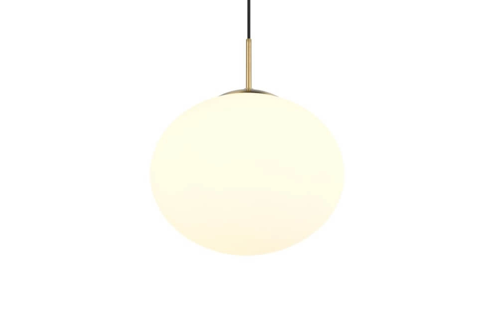 Oval pendant lamp Fomento Ø 30cm - brass with white glass Trio 4017807616217