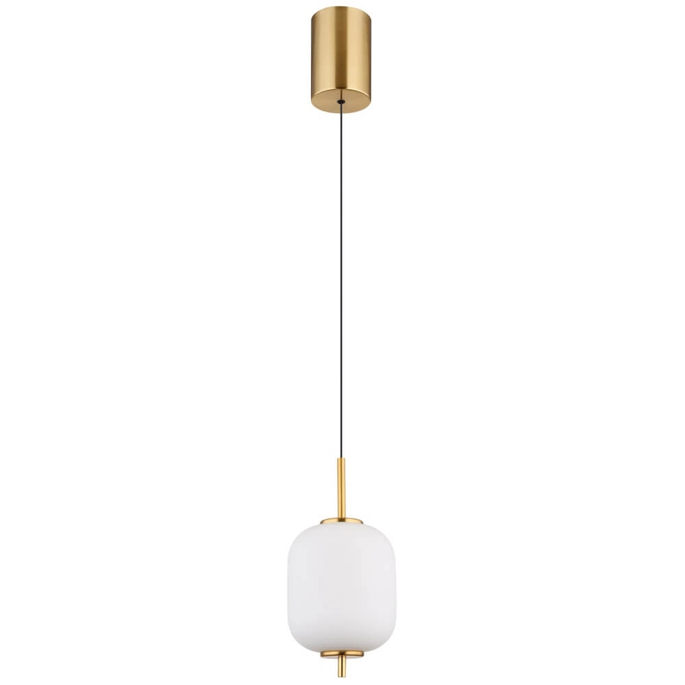 Golden pendant lamp Ewald single white glass Ø 13.5cm Globo 9007371458578