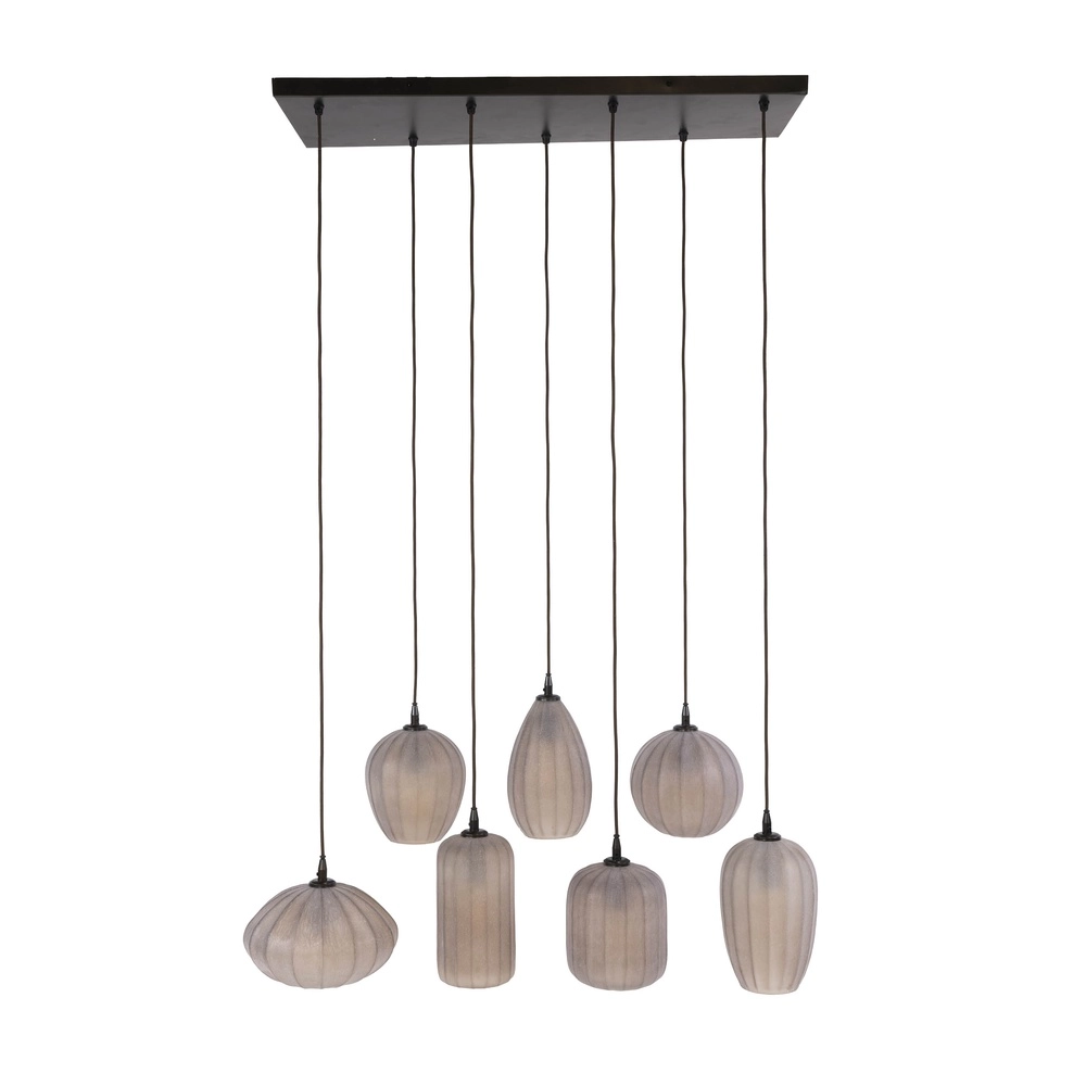 7-lichts hanglamp Altura sienna bruin met frosted glas Lyora 8716803514874