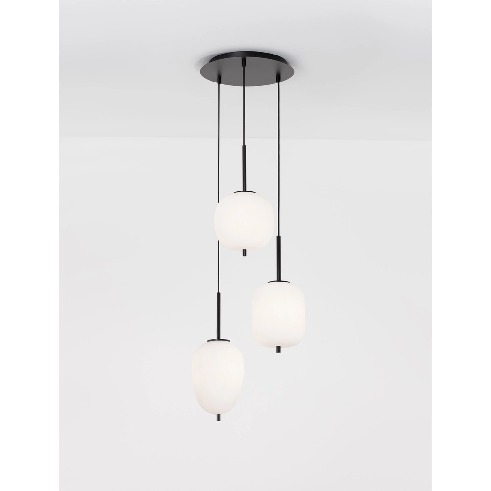 Pendant lamp Lato 3-light black with white Lyora 5212017434647