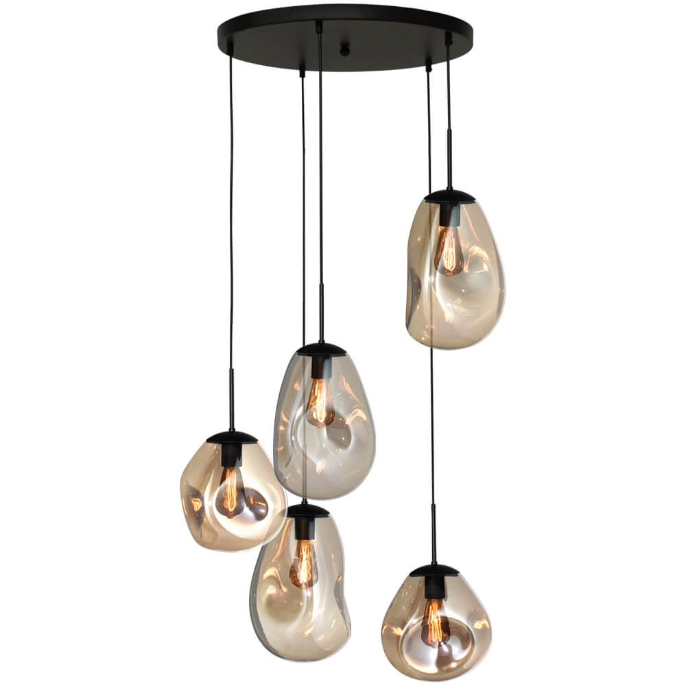 Vide hanging lamp Lava 5x gold glass