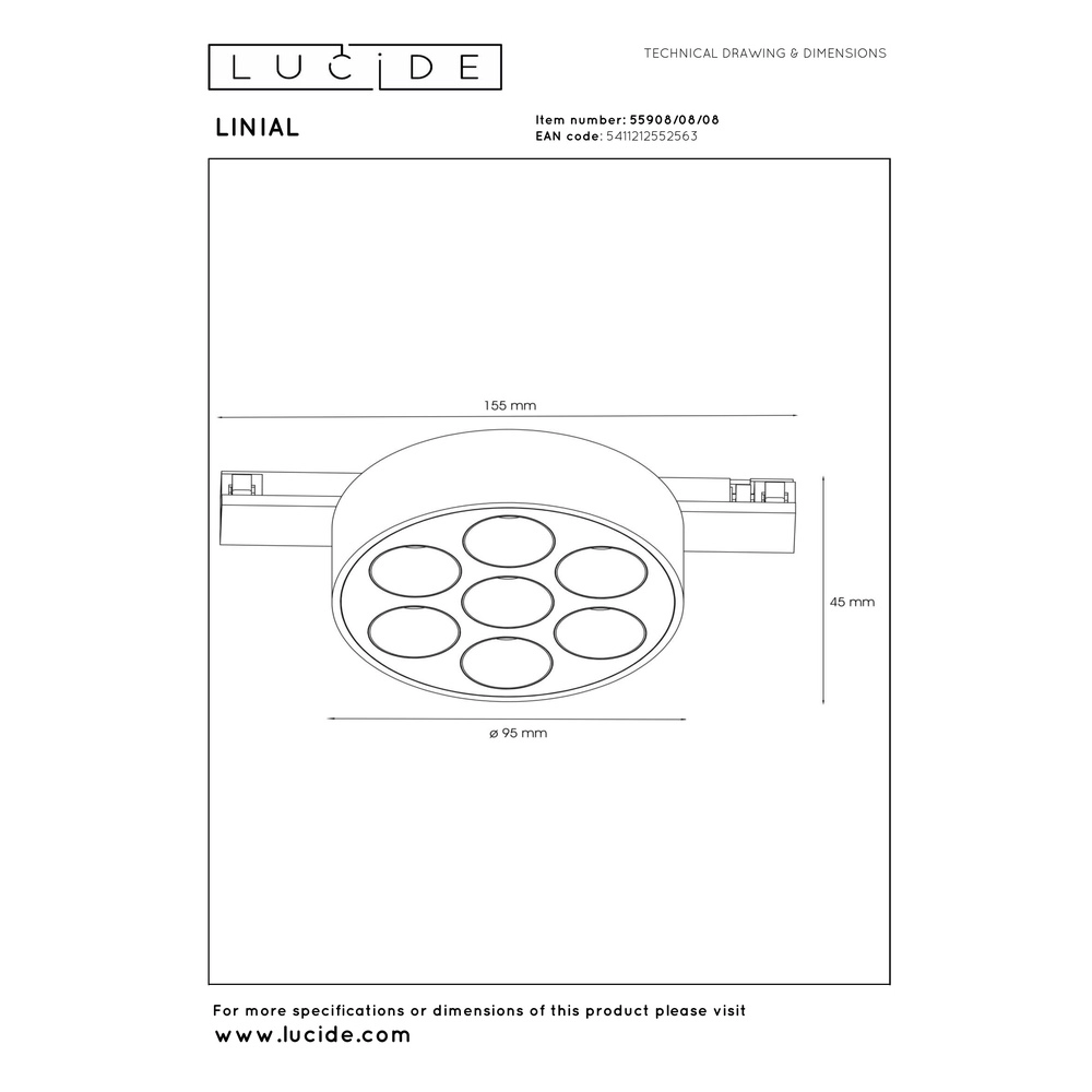 1-fase railspot Linial Xavi mat zwart chroom Premium by Lucide 5411212552563