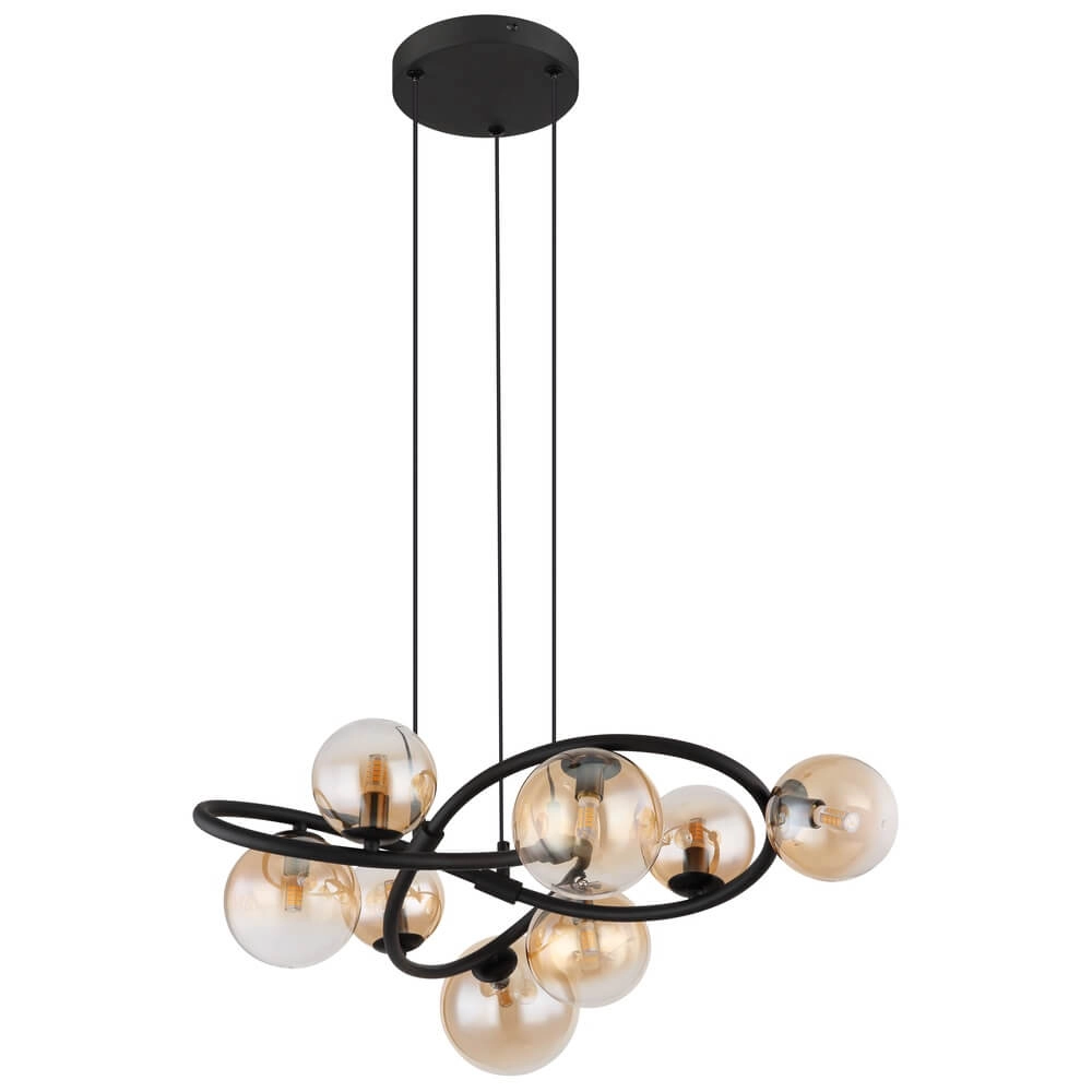 Black pendant lamp Tuberius Design 8-light Globo 9007371449446