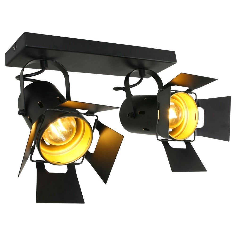 Black surface-mounted spotlight Carre 2-light