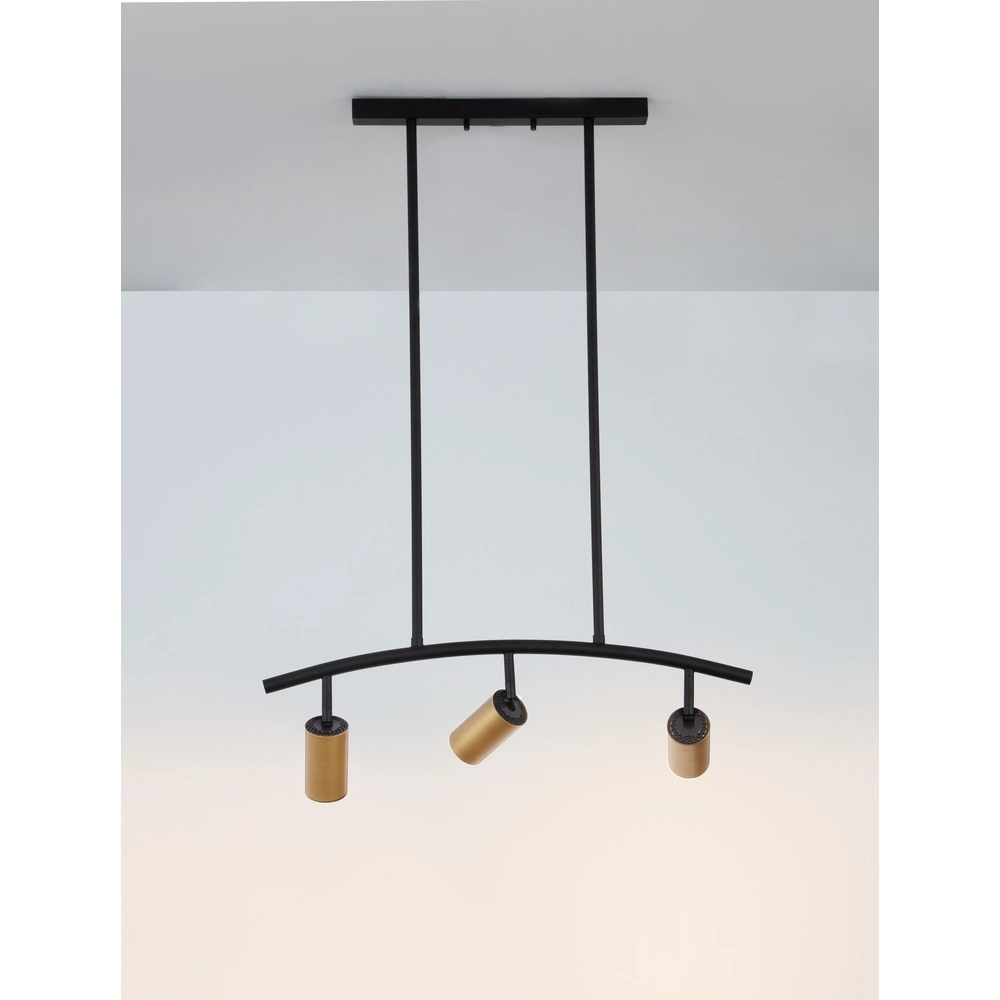 Pendant lamp Pogno 3-light black with gold round