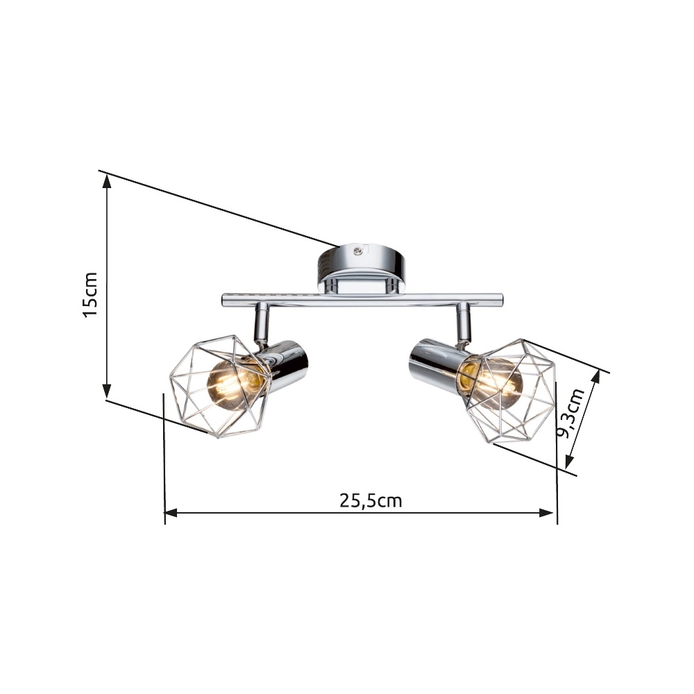 Ceiling lamp Xara I 2-light chrome Globo 9007371328291