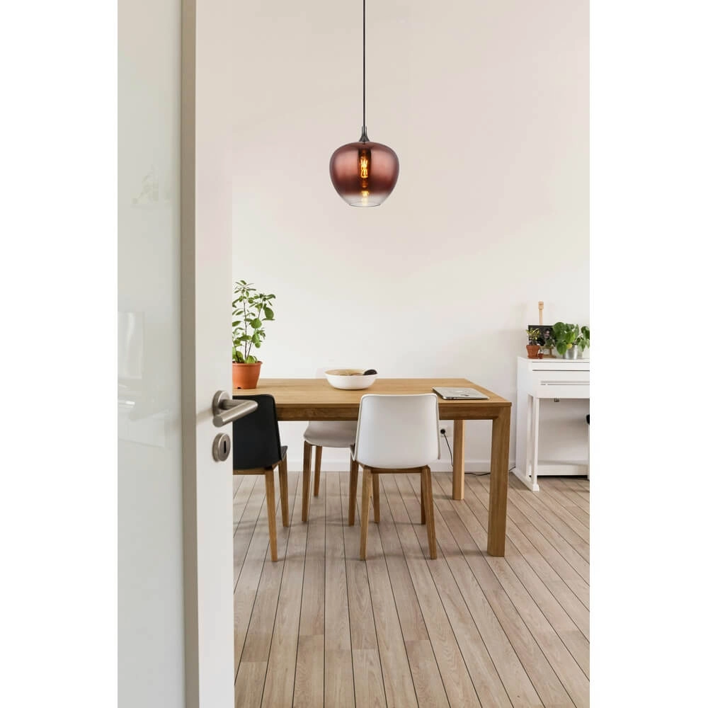 Black pendant lamp Maxy with red glass Ø 29cm Globo 9007371453979