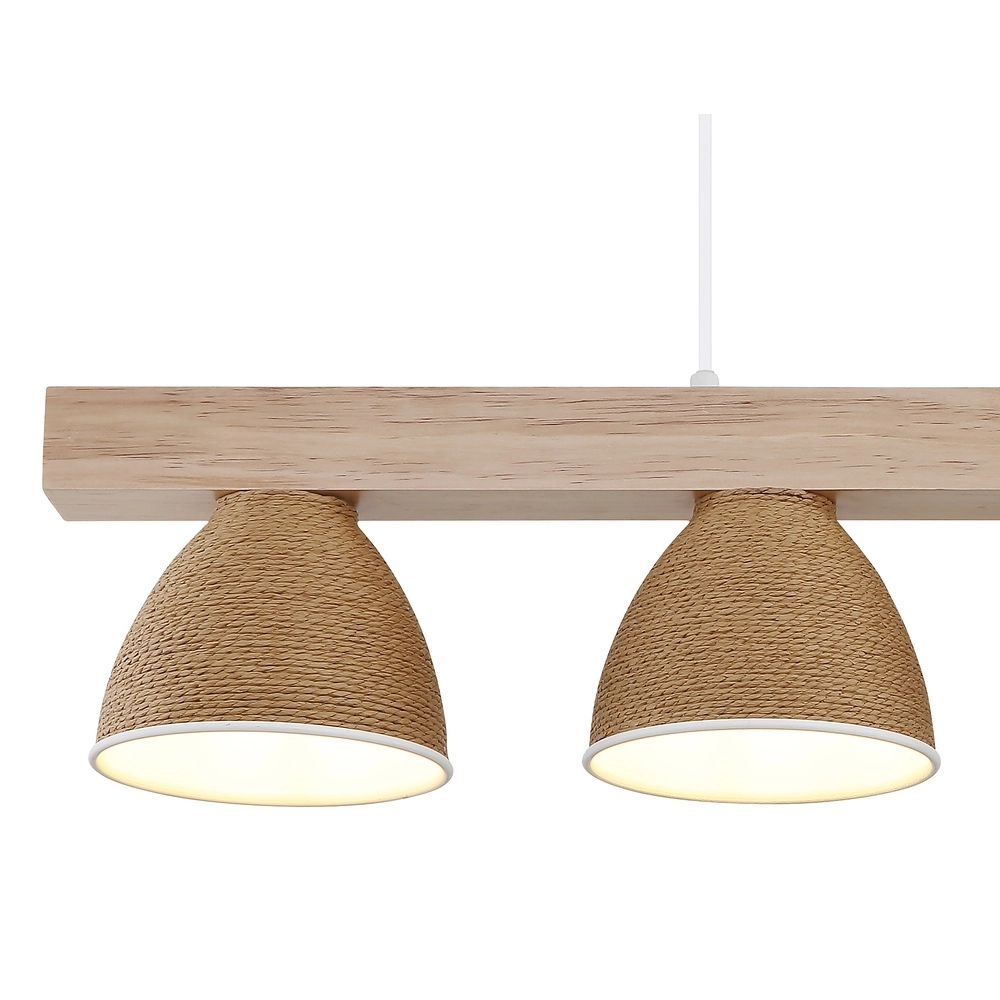 Pendant lamp Lyndon 4-light white with rattan Globo 9007371583904