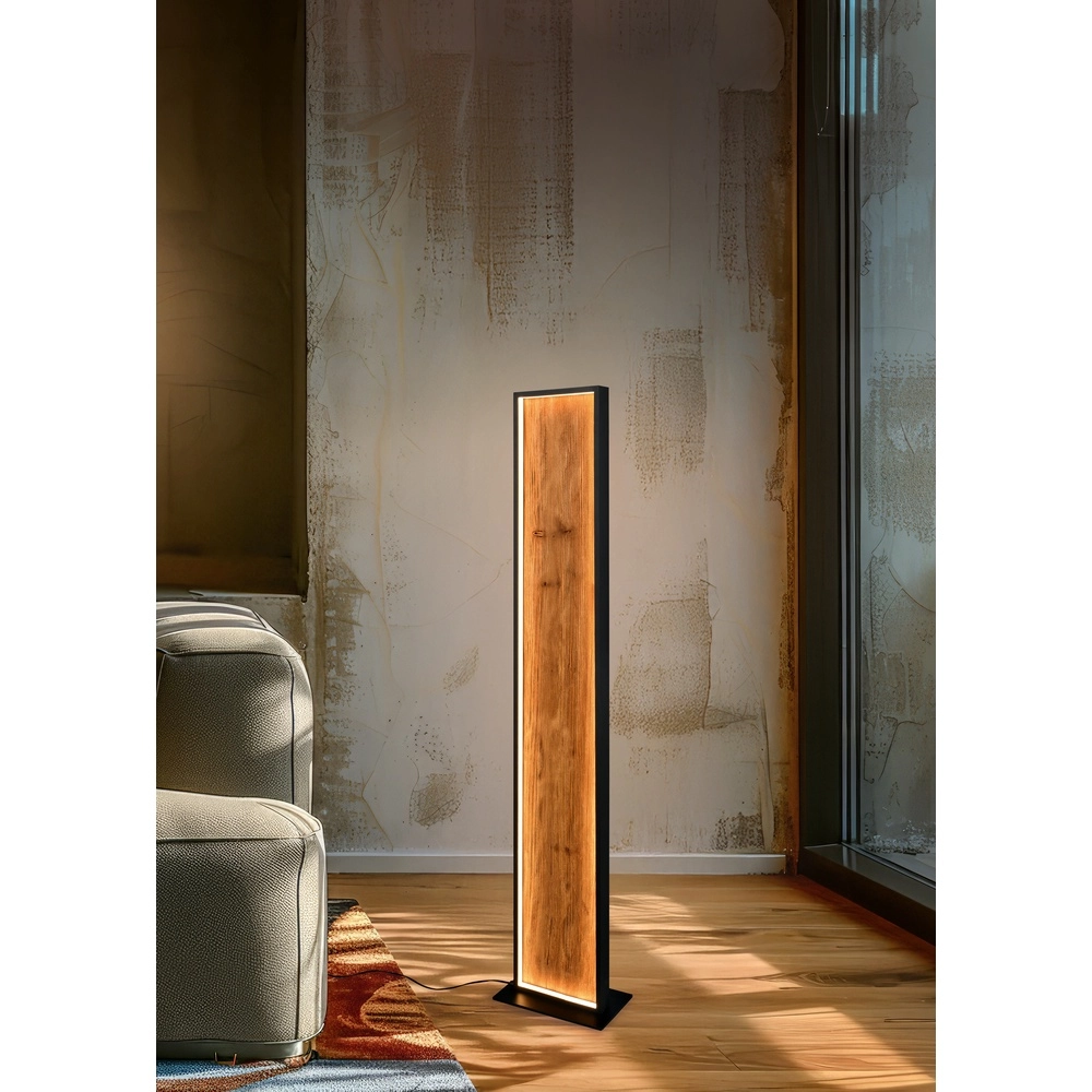 Design floor lamp Kalea black with wood Trio 4017807661446