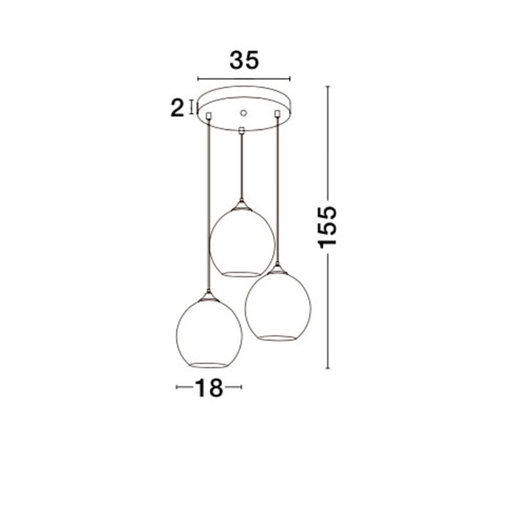 Pendant lamp Blaze 3-light copper glass Lyora 5212017412744