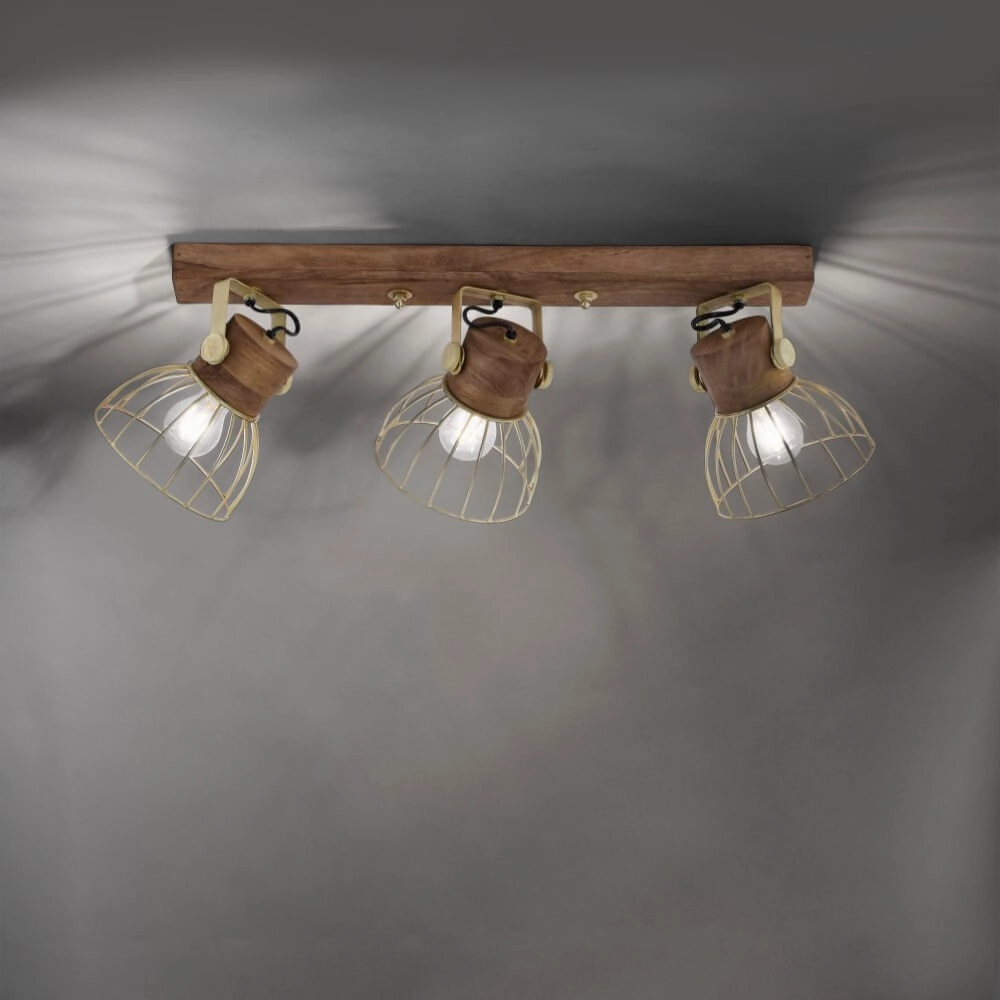 Ceiling lamp Alami Brown brass 3-lights Just Light 4043689976231