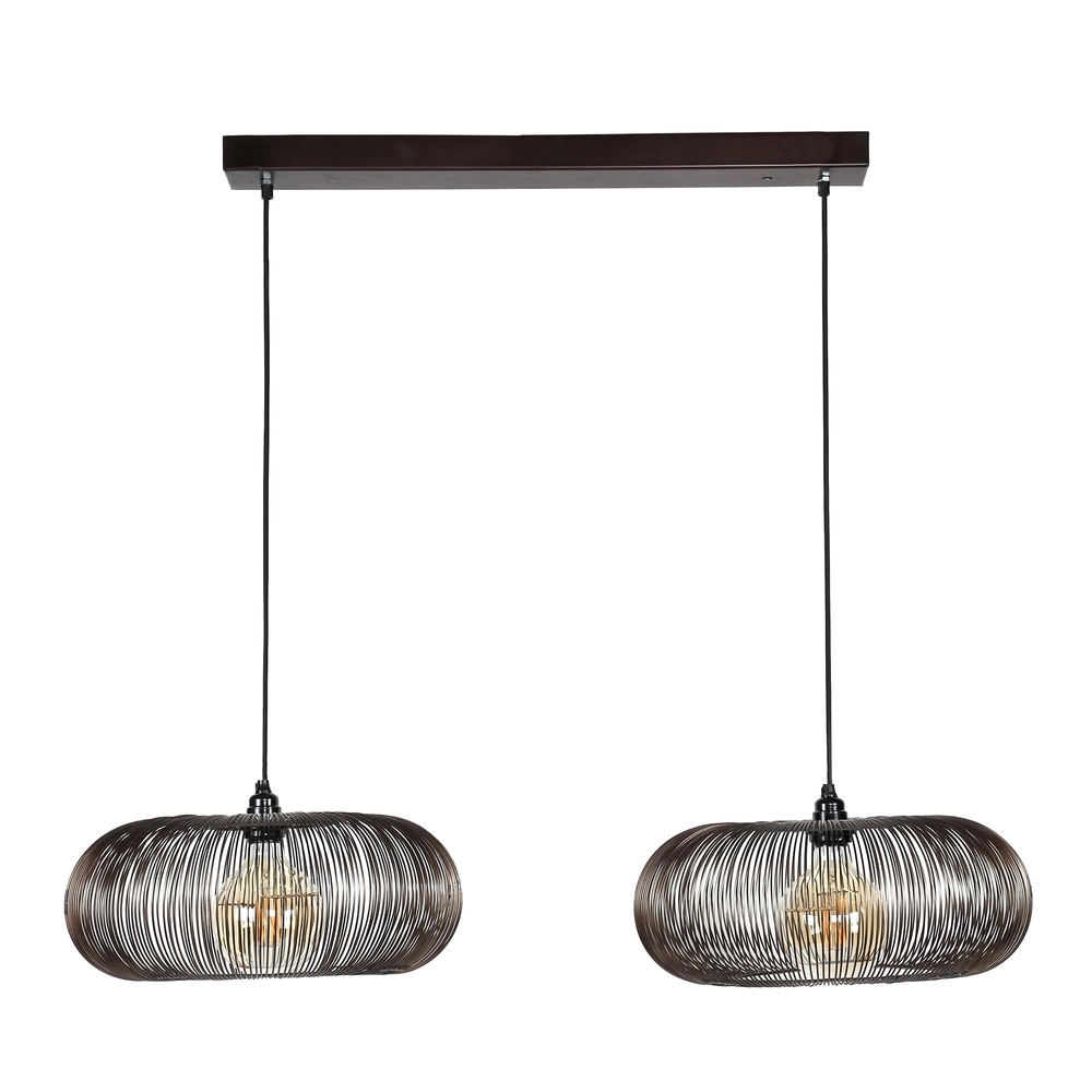 2-light pendant lamp Copper Ø 43cm - black nickel Lyora 8716803513259