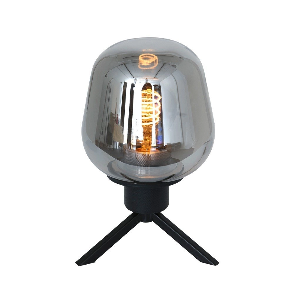 Glass table lamp Reflexion 14cm black with smoke glass