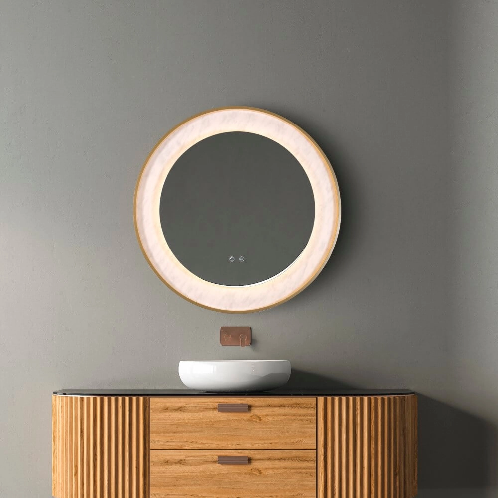 Bathroom mirror Luxo Gold with light Searchlight 5053423272108