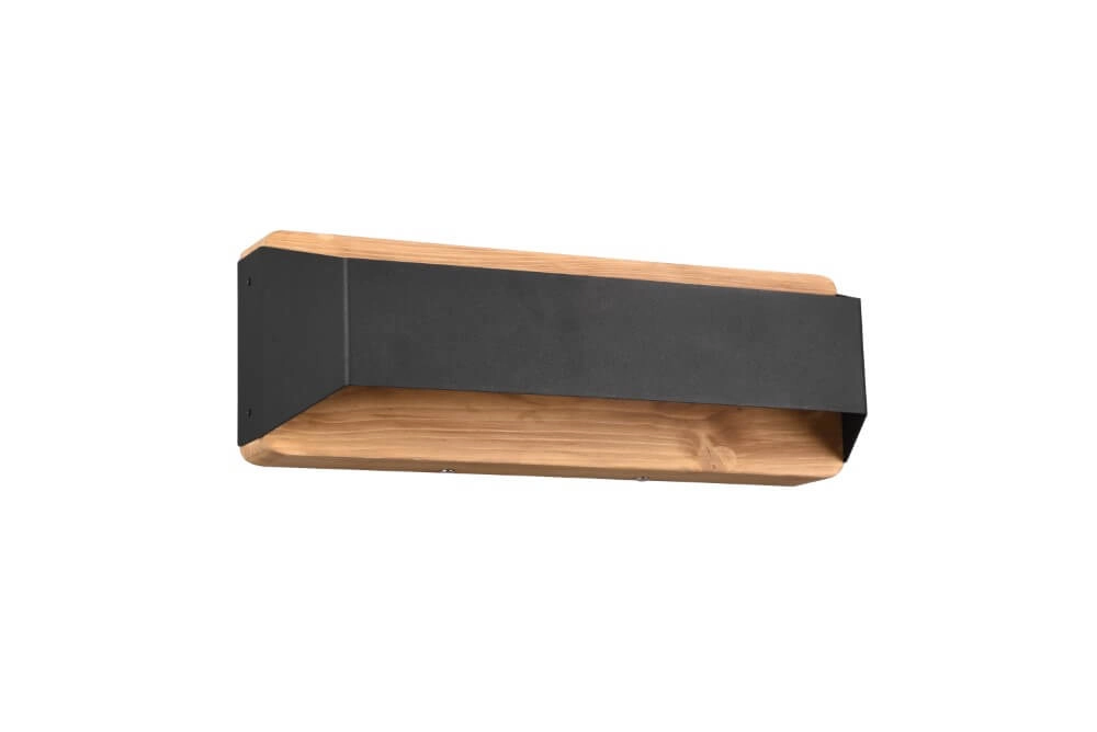 Wall lamp Arino 35cm black with wood brown