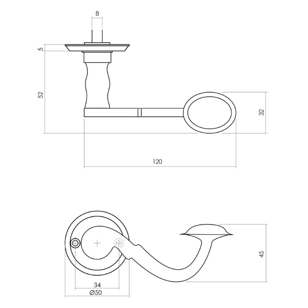 Classic door handle Posthoorn Screw hole black Intersteel 8714186486023