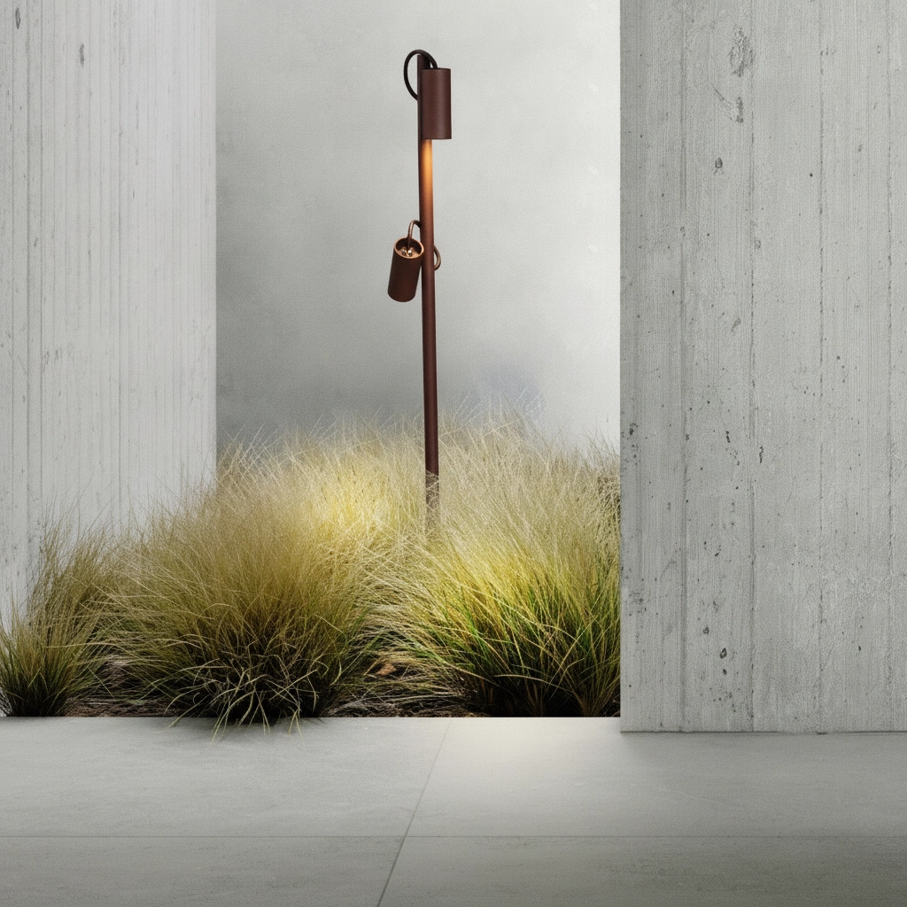 Garden lamp Darma Rusty brown double