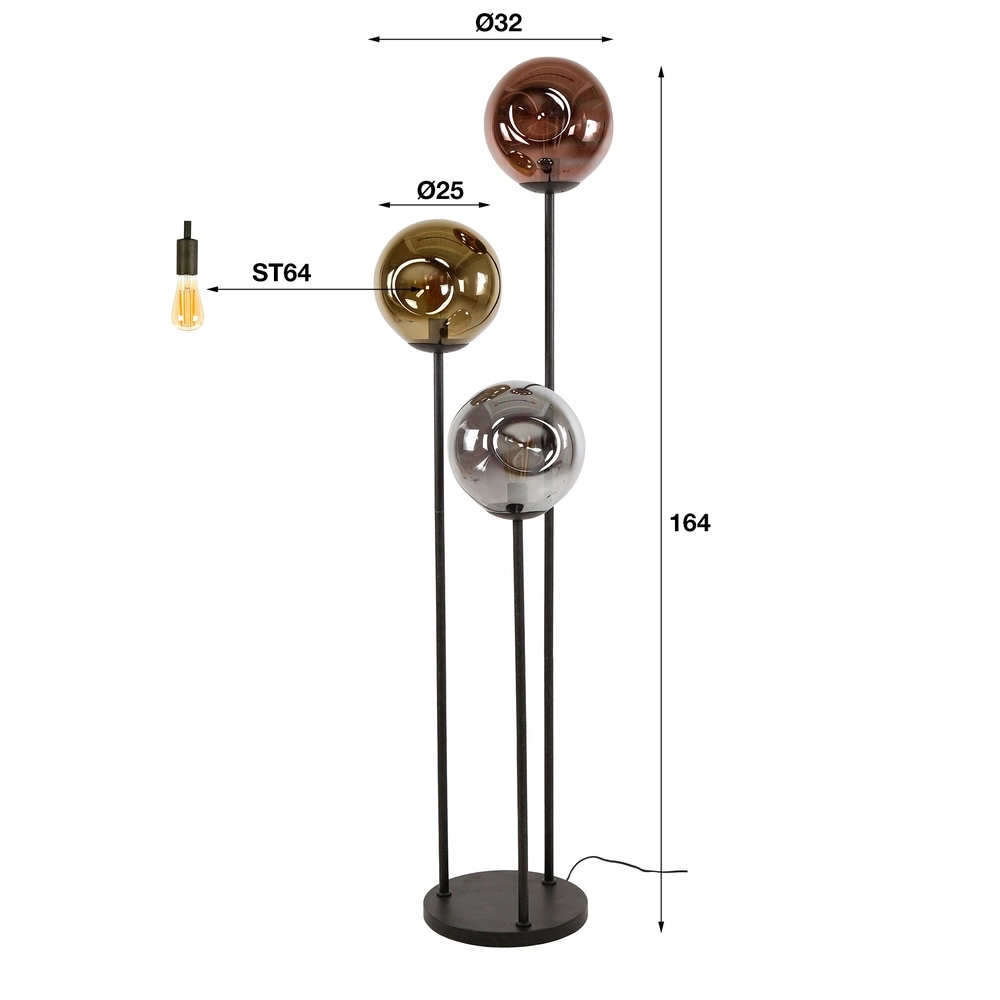 Glass floor lamp Stellar 3-light Lyora 8716803511606