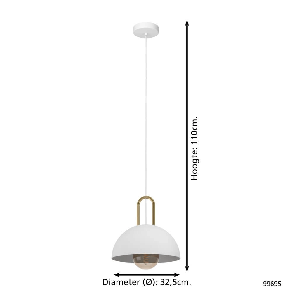 Hanging lamp Calmanera white with gold Eglo 9002759996956