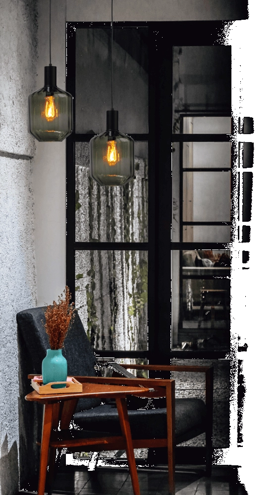 Hanging lamp black Porto with Jagger green glass - Ø 19cm Masterlight 8718121269344