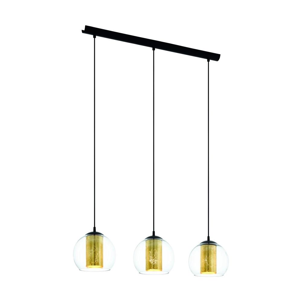 Design pendant lamp Bolsano 3-light black with gold