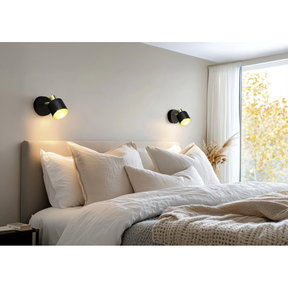 Wall spotlight Eva black with gold Trio 4017807654646