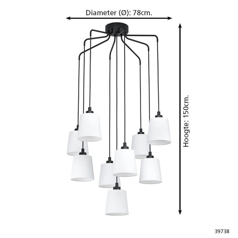 Black hanging lamp Bernabetta with white glass Stars of Light 9002759397388