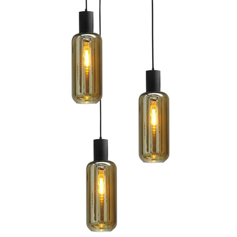 Hanging lamp Bounty 3-light black with smoke glass Masterlight 8718121247847
