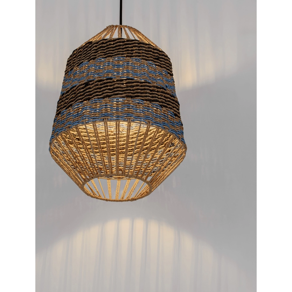 Rattan pendant lamp Copos blue with brown Lyora 5212017477361