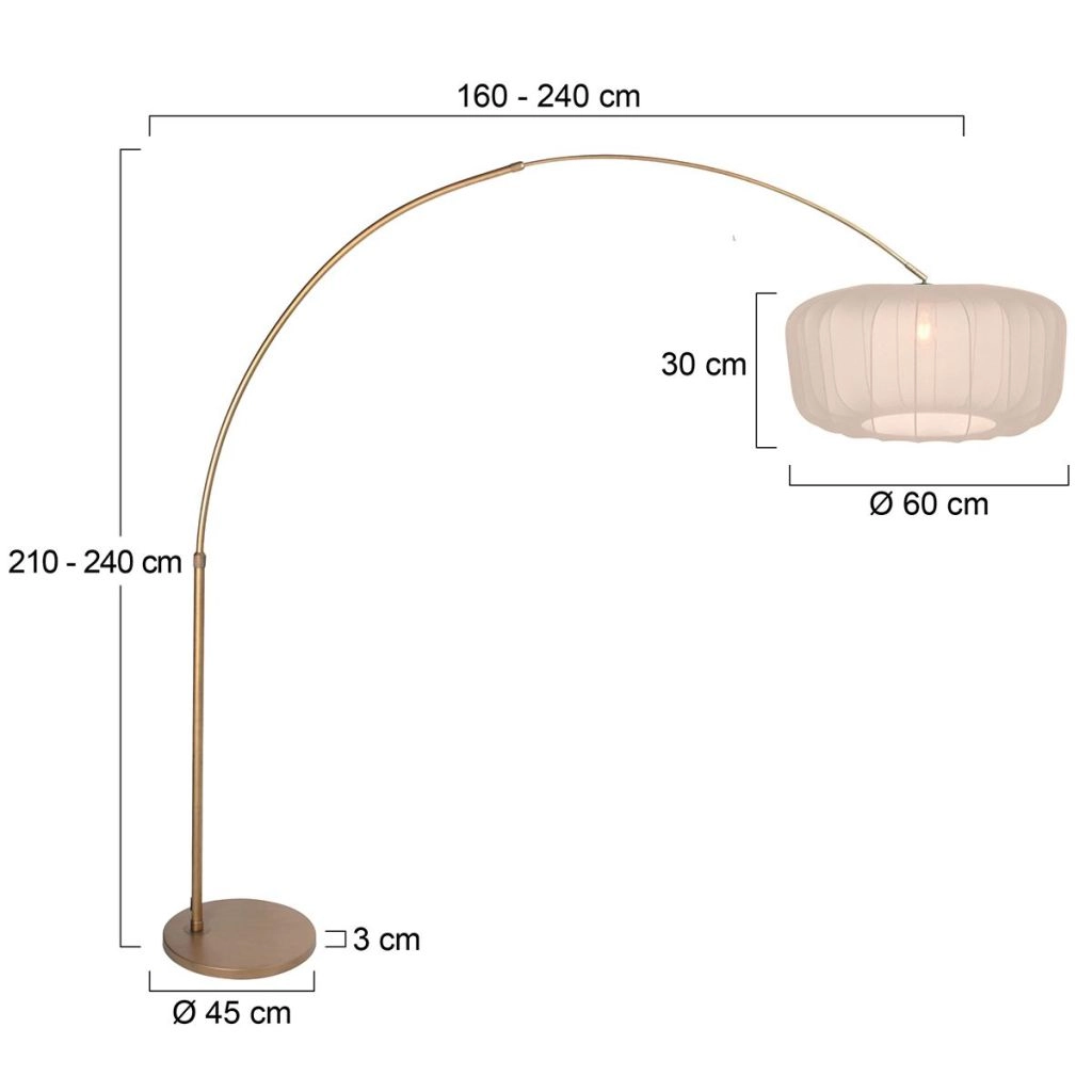 Bronze arc lamp Vela Lino with cream shade Ø60cm Steinhauer 8712746185683