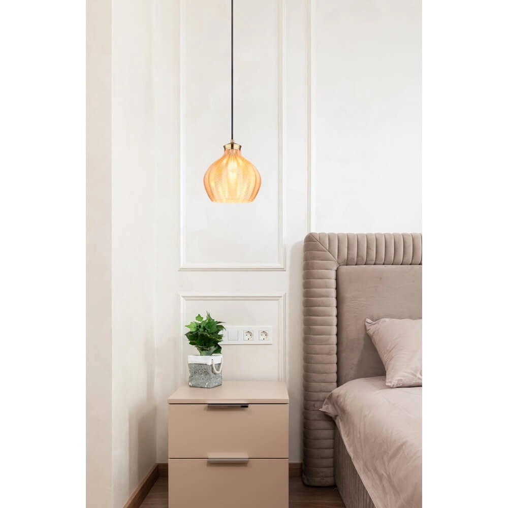 Pendant lamp Jessica with orange glass Ø 22cm Globo 9007371478118