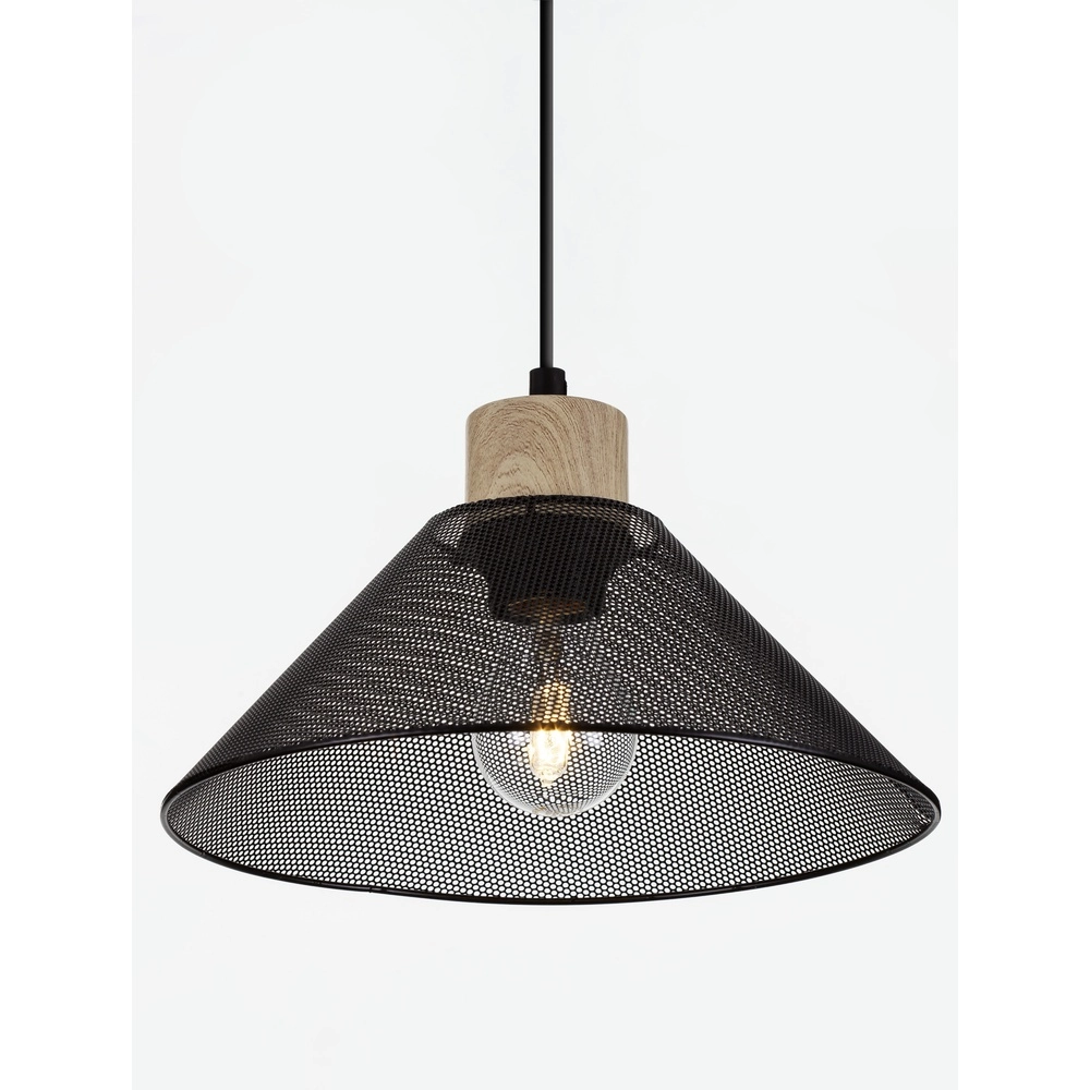 Design pendant lamp Ian black with wood Lyora 5212017436245