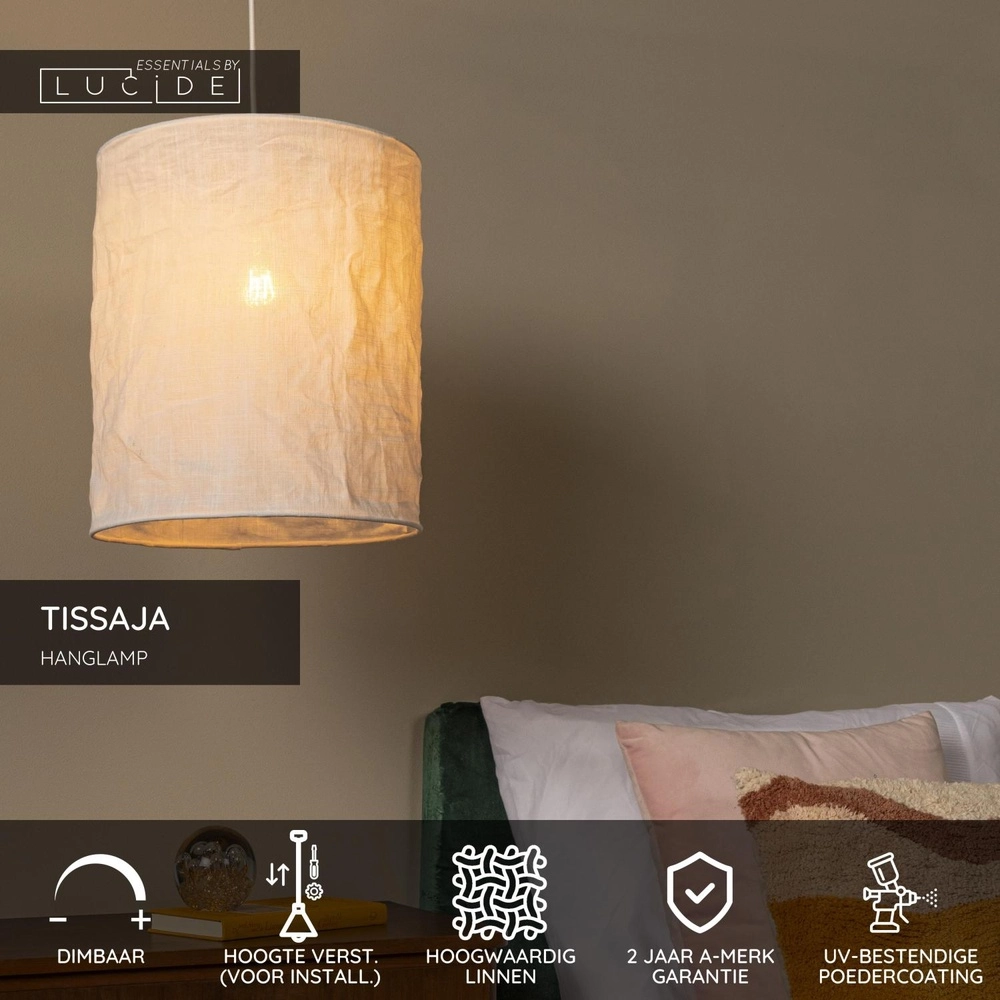 Pendant lamp Tissaja Ø 30cm white Lucide 5411212061591