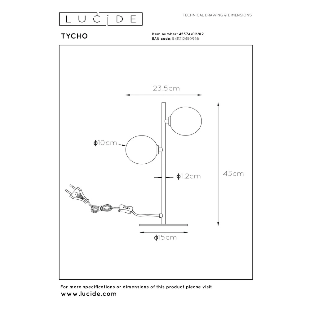 Table lamp Tycho Gold Lucide 5411212450968
