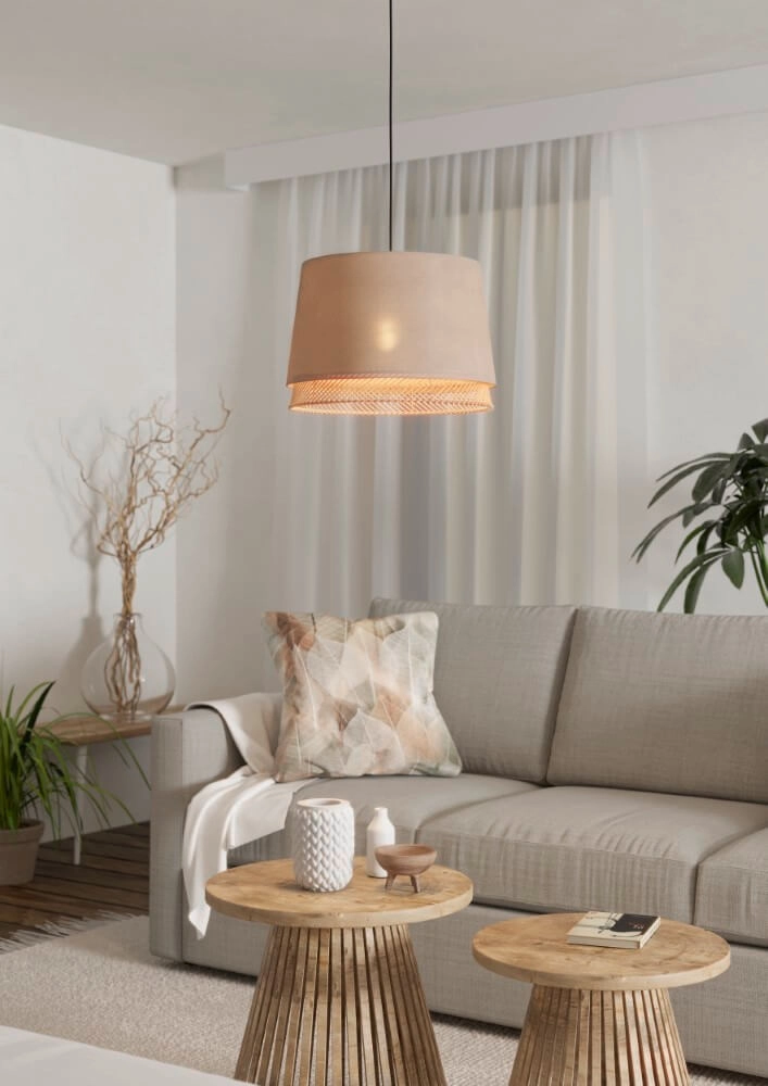 Pendant lamp Tabley Ø 38cm - linen with rattan Eglo 9002759439750