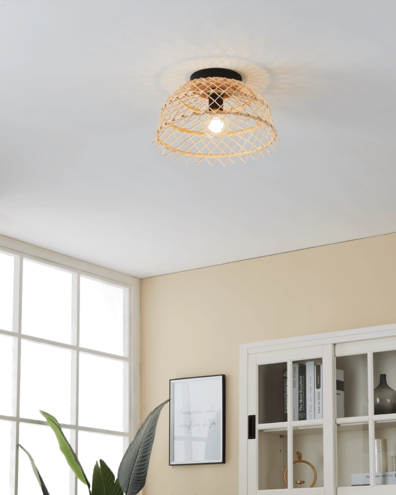 Rattan ceiling lamp Ausnby Ø 37cm Eglo 9002759438319