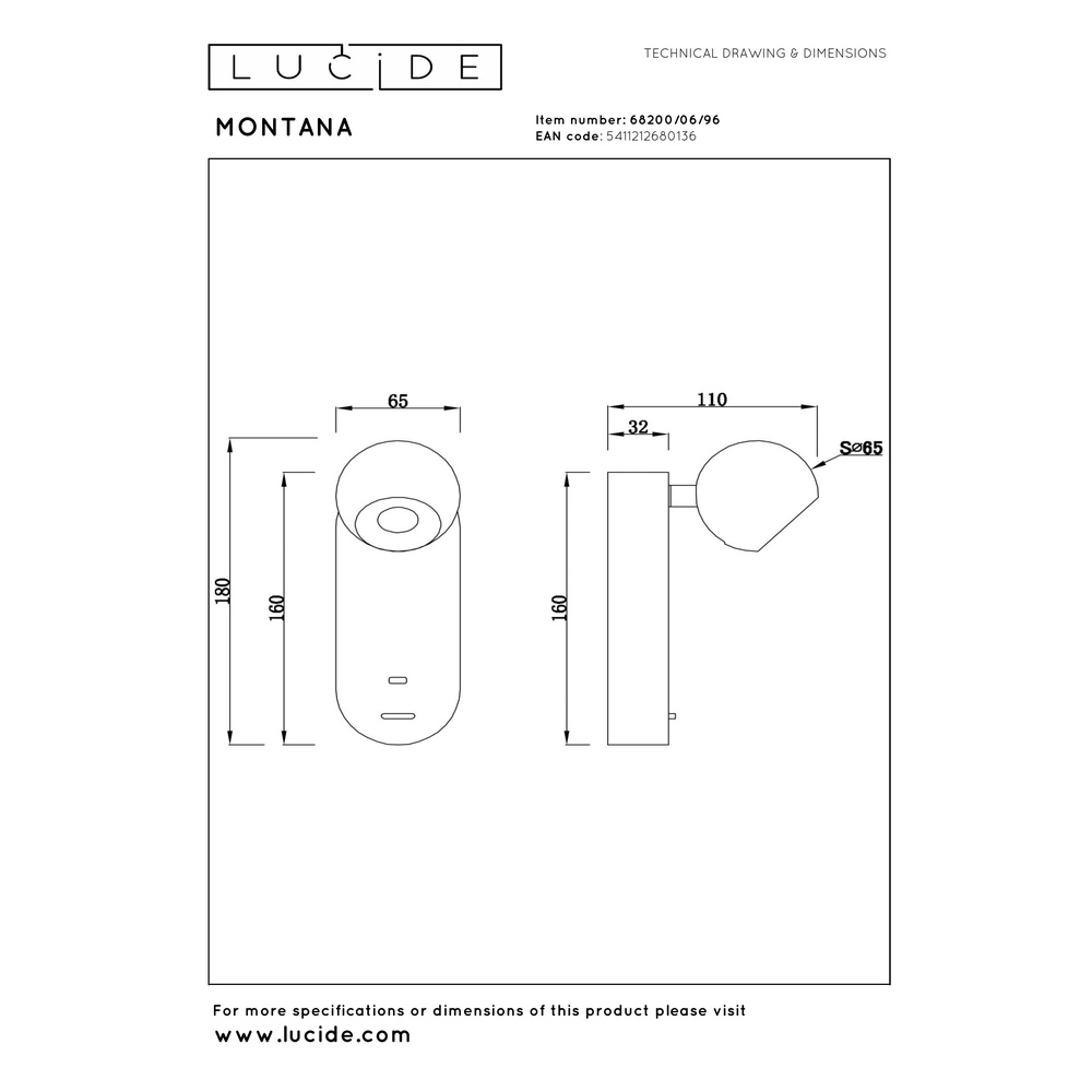Wall lamp bulb Montana Design coffee brown Premium by Lucide 5411212680136