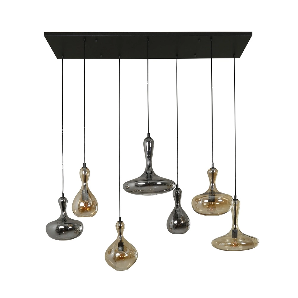 Design pendant lamp Karaf 7 glasses - amber and smoke Lyora 8716803511576